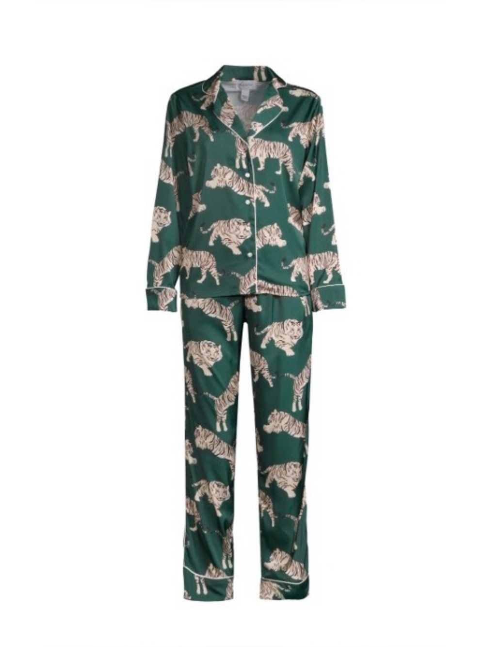 NWT Averie Sleep Zola Tiger Satin Pajama Set - Emerald Green - XL
